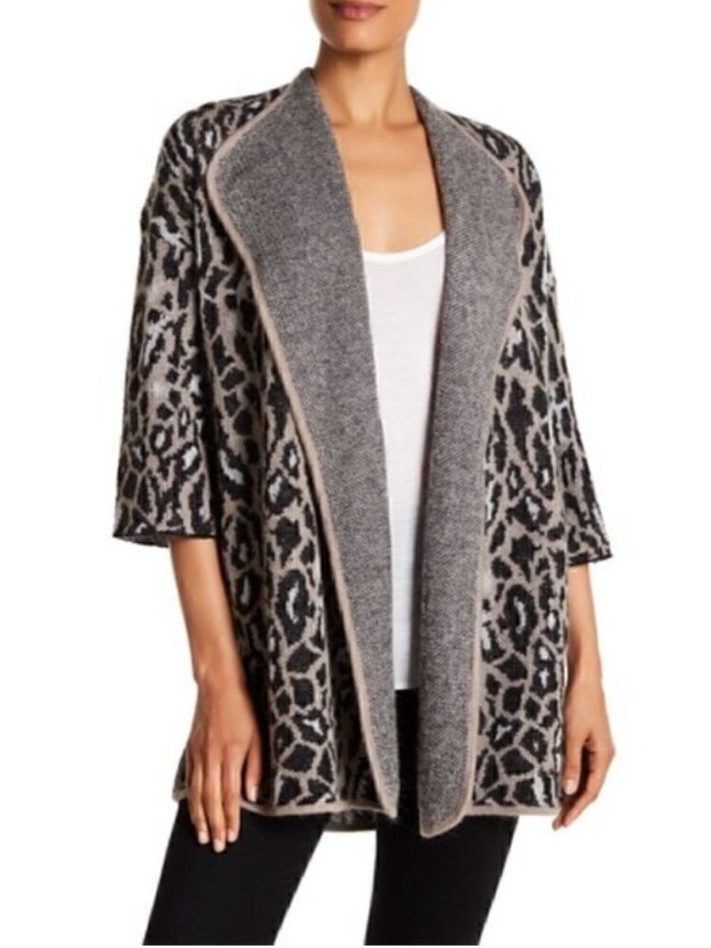 Joie Leopard Print Open-Front Cardigan